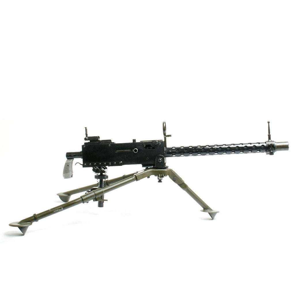 Original U.S. WWII Browning .30 Caliber 1919A4 Complete Display MG with Tripod, T & E, Pintle, Inert Ammo and Feed Tray Original Items