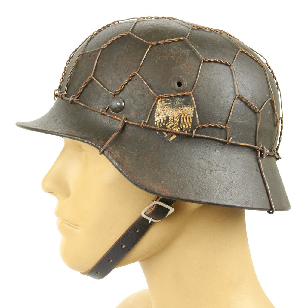 Original German WWII M40 Heer Helmet with Original Single Decal and Original Finish - Stamped Q62 Original Items