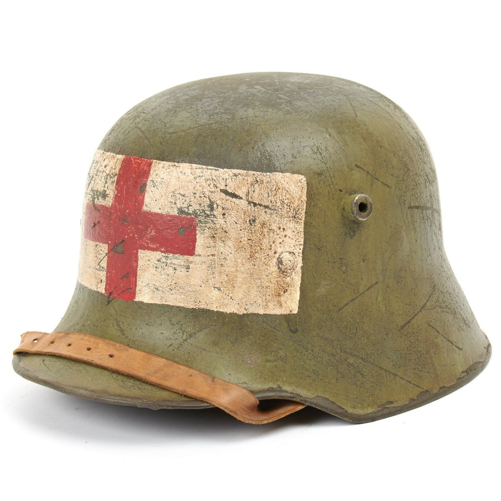 Original Imperial German WWI Refurbished M18 WWI Medic Sanitat Helmet  Stamped Q66 Original Items