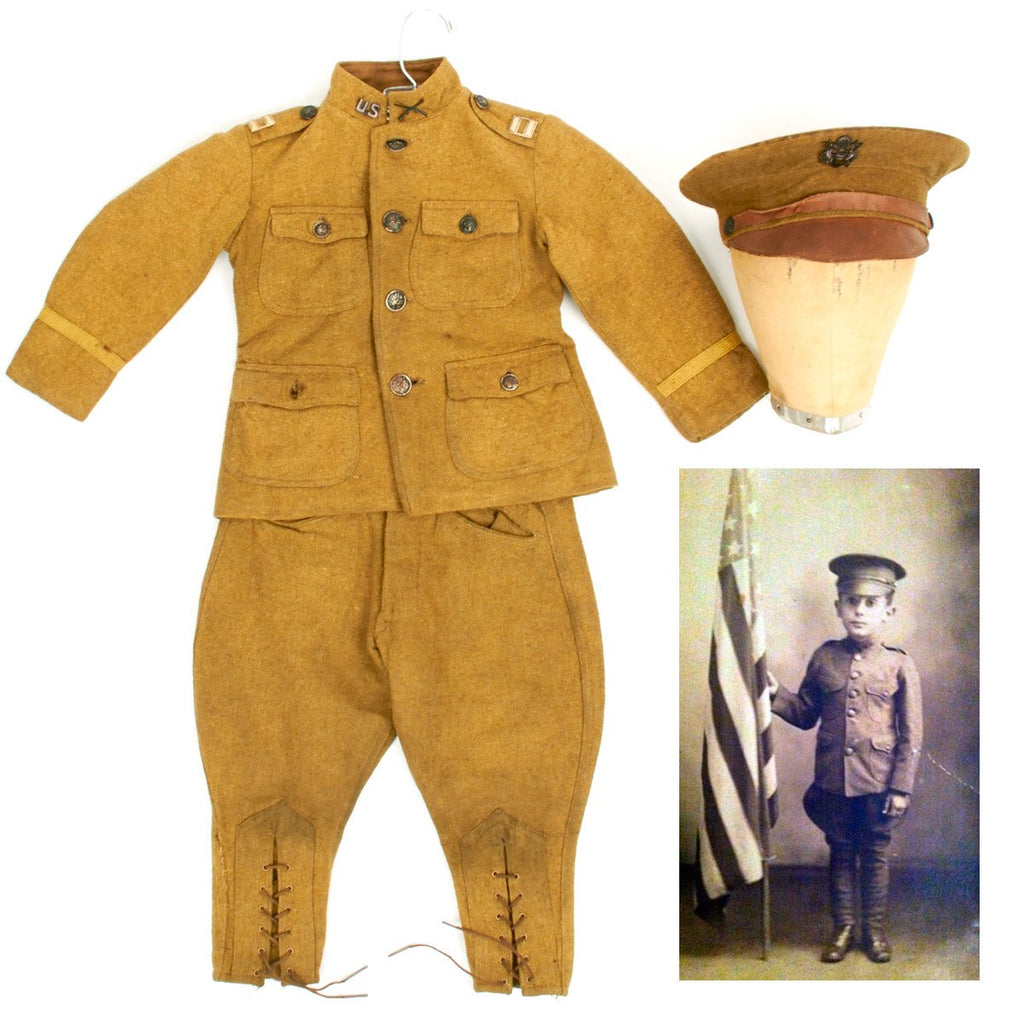Original WWI Army Captain Child Uniform with Peaked Cap