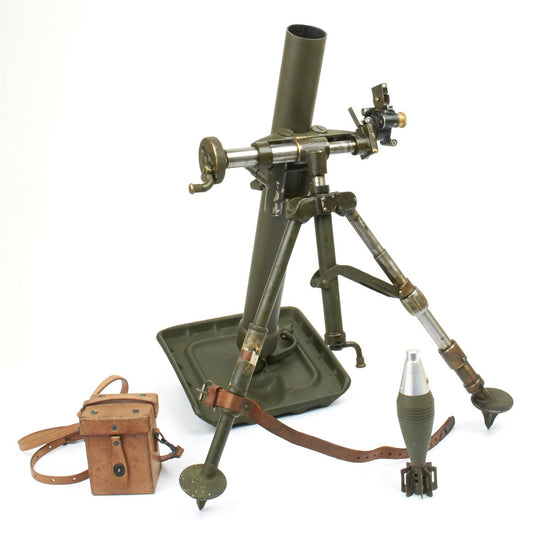 Original U.S. WWII M2 60mm Display Mortar with M4 Collimator Sight and Display Bomb - WW2 Dated Original Items