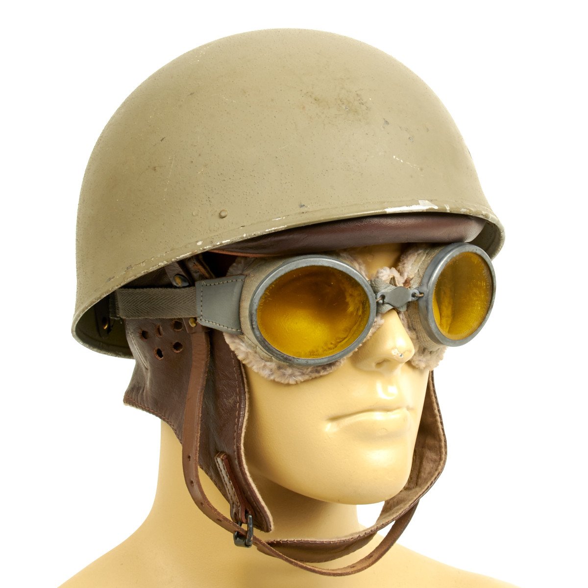 british motorcycle helmet Original WWII British MkI Dispatch Rider's Helmet with Goggles