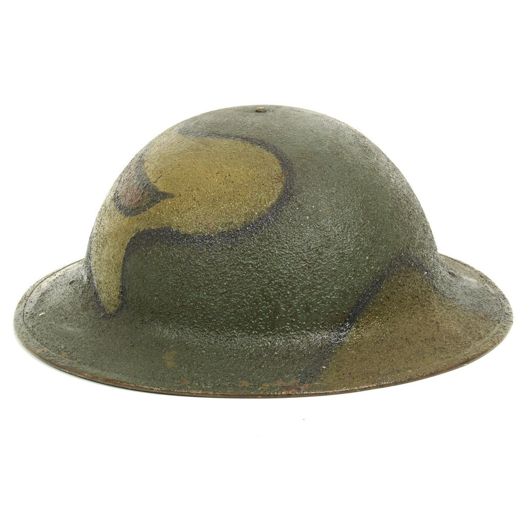 Original U.S. WWI M1917 Doughboy Helmet with Camouflage Textured Paint Original Items