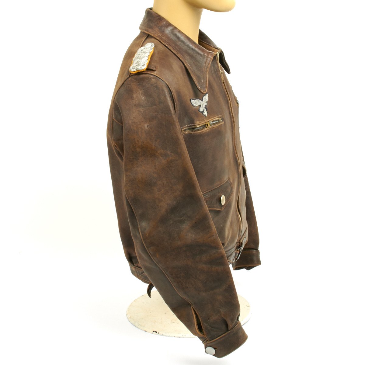 Original German WWII Luftwaffe Officer Leather Flight Jacket International Military Antiques