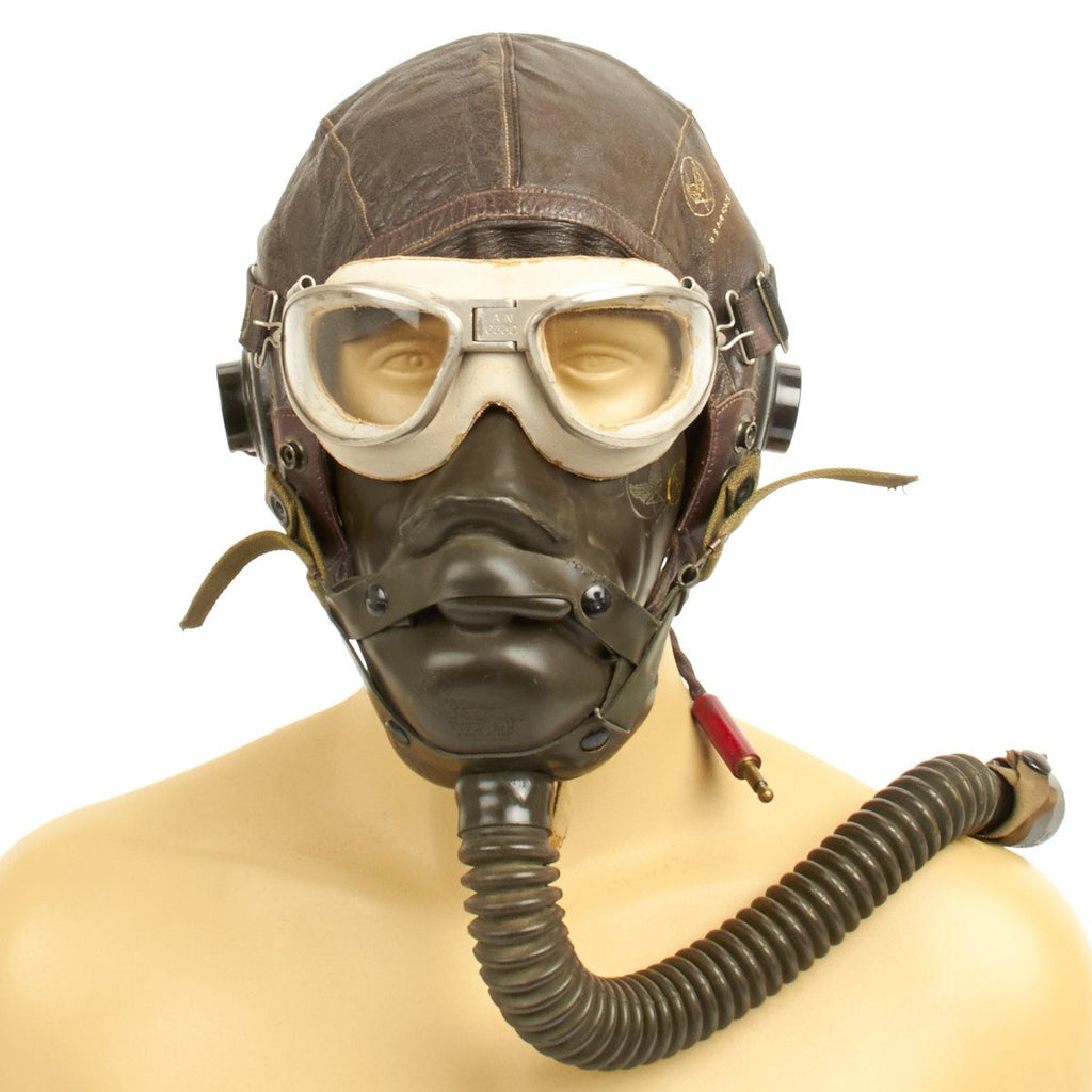 Original U.S. WWII Army Air Force Aviator Flight Helmet Set Original Items