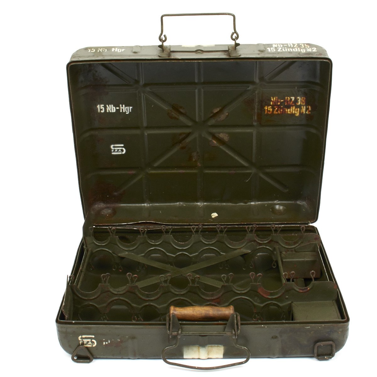 german tackle box Original German WWII M24 Stick Nb-Hgr Smoke Grenade Case with Original – International Military Antiques