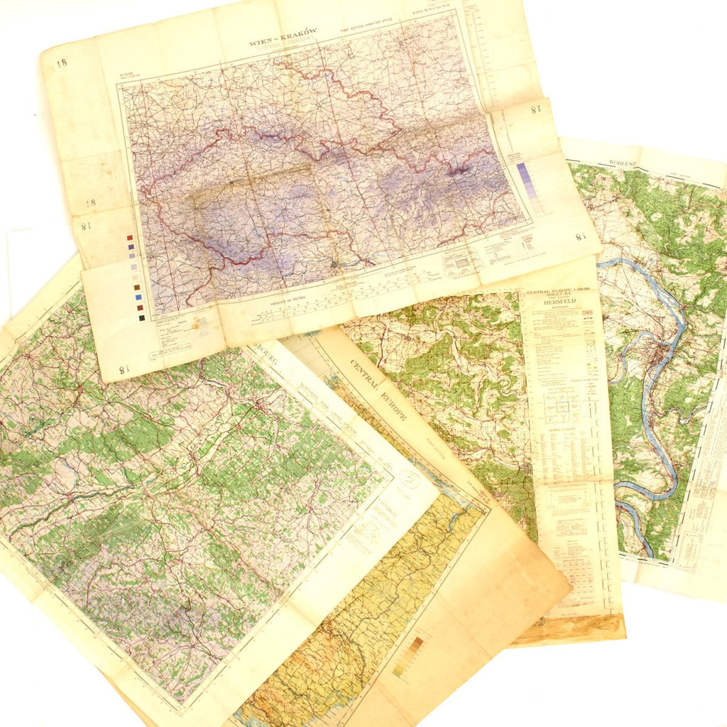 Original British WWII War Office Color Maps of France, German and Poland - Set of 5 Original Items