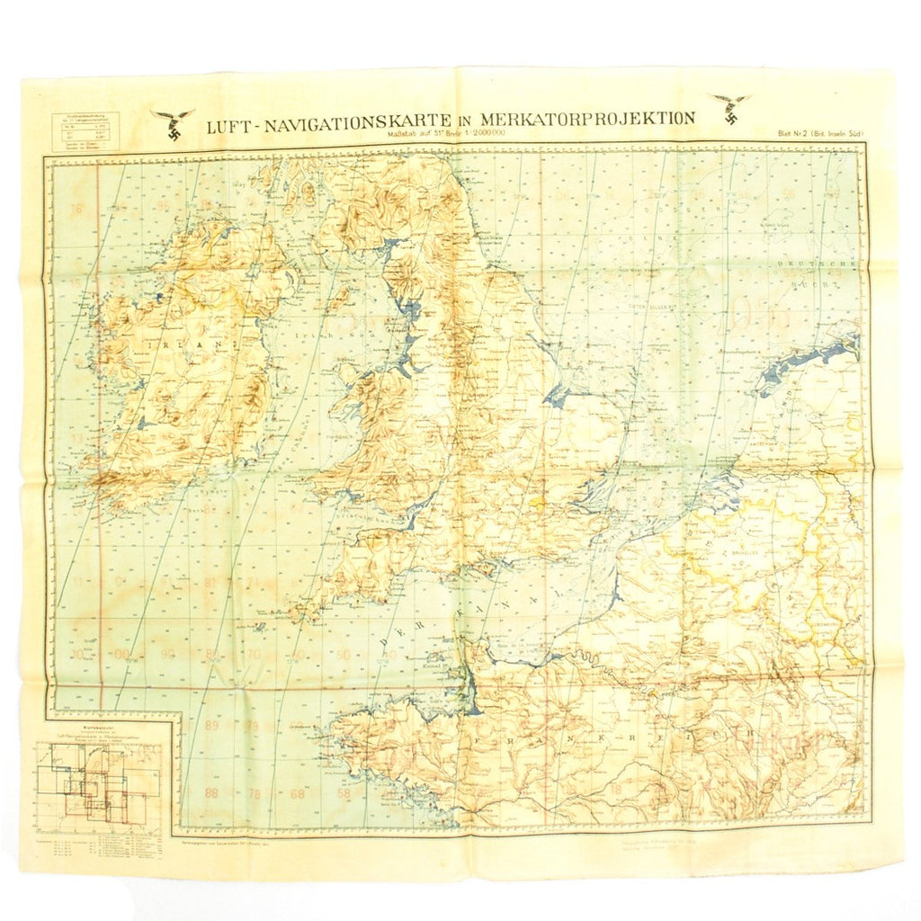 Original German WWII Luftwaffe Navigator Map of England Battle of Britain - Dated 1941 Original Items