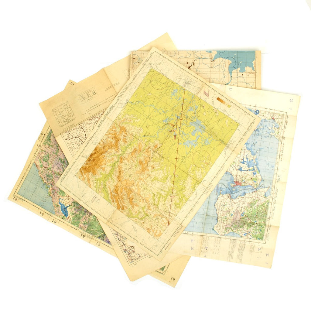Original USAAF and British WWII War Office Color Maps of Germany, Albania, China- Set of 5 Original Items