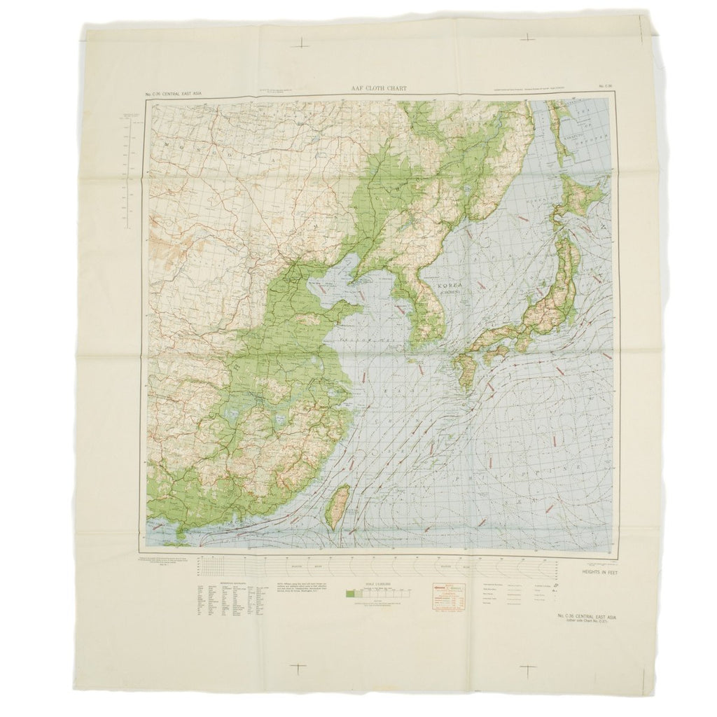 Original U.S. WWII Army Air Force Silk Escape Map Chart - Japan 1945 Original Items