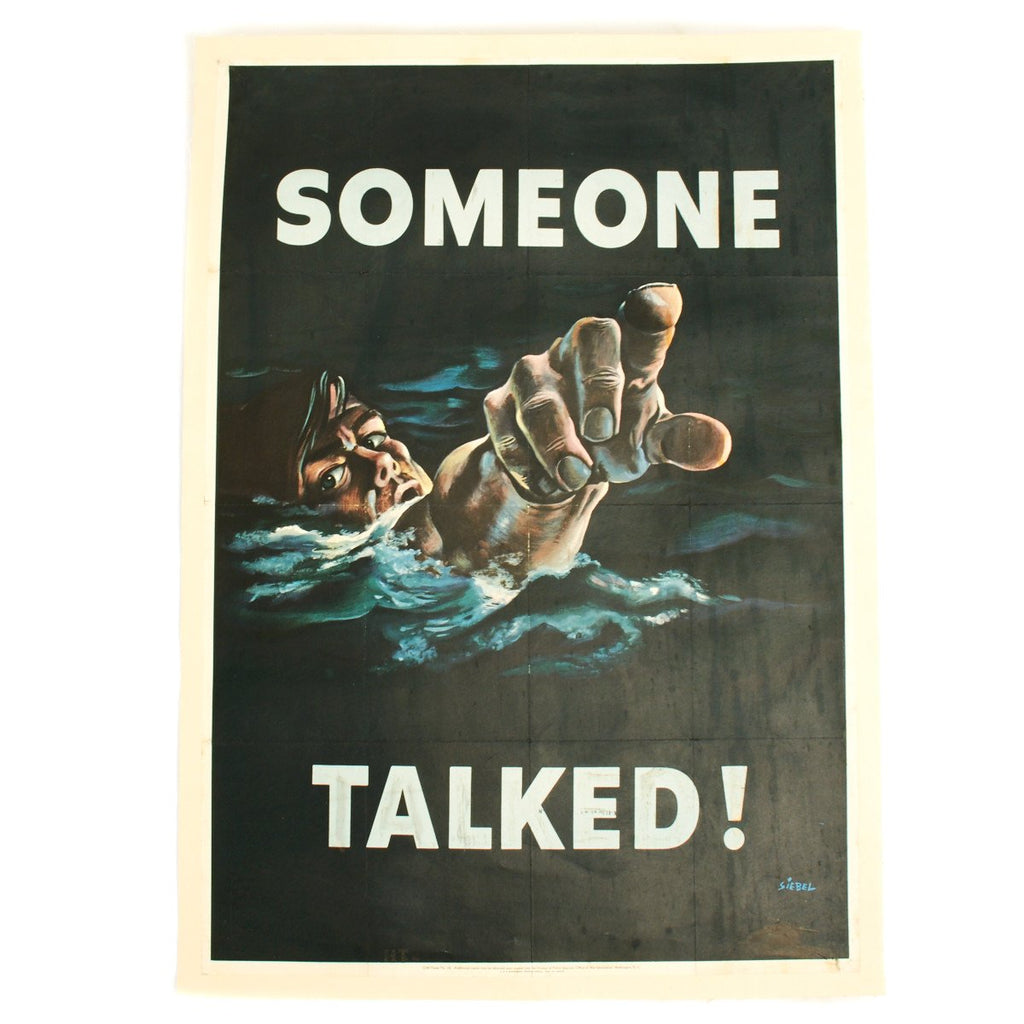 Original U.S. WWII 1942 Someone Talked OWI Propaganda Poster by Frederick "Fritz" Siebel - 40 x 28 Original Items