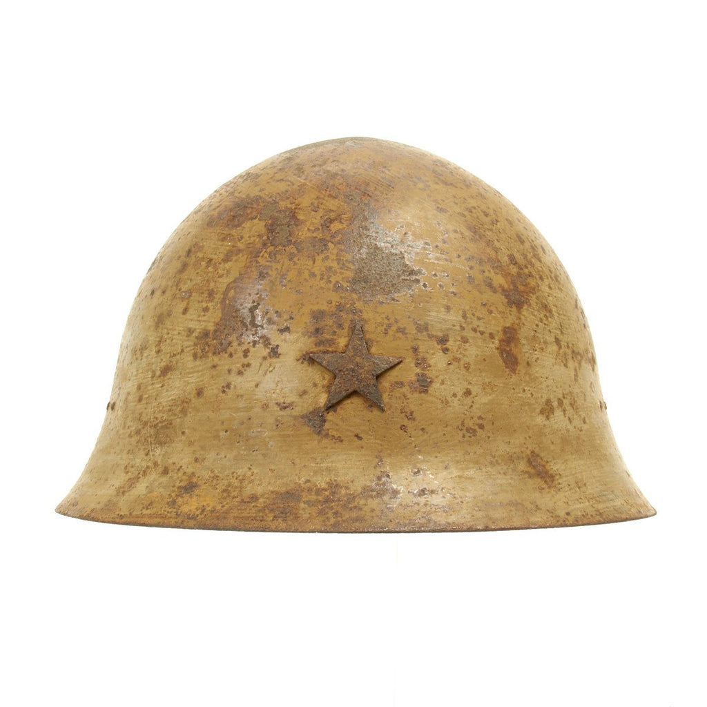 Original Japanese WWII Tetsubo Army Combat Helmet with Rare 1939 Canvas Liner and Chinstrap Original Items