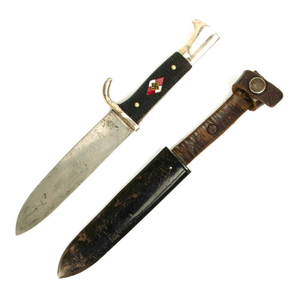 Original German WWII Early Hitler Youth Knife with Motto by Rare Maker - Ernst Mandewirth Original Items