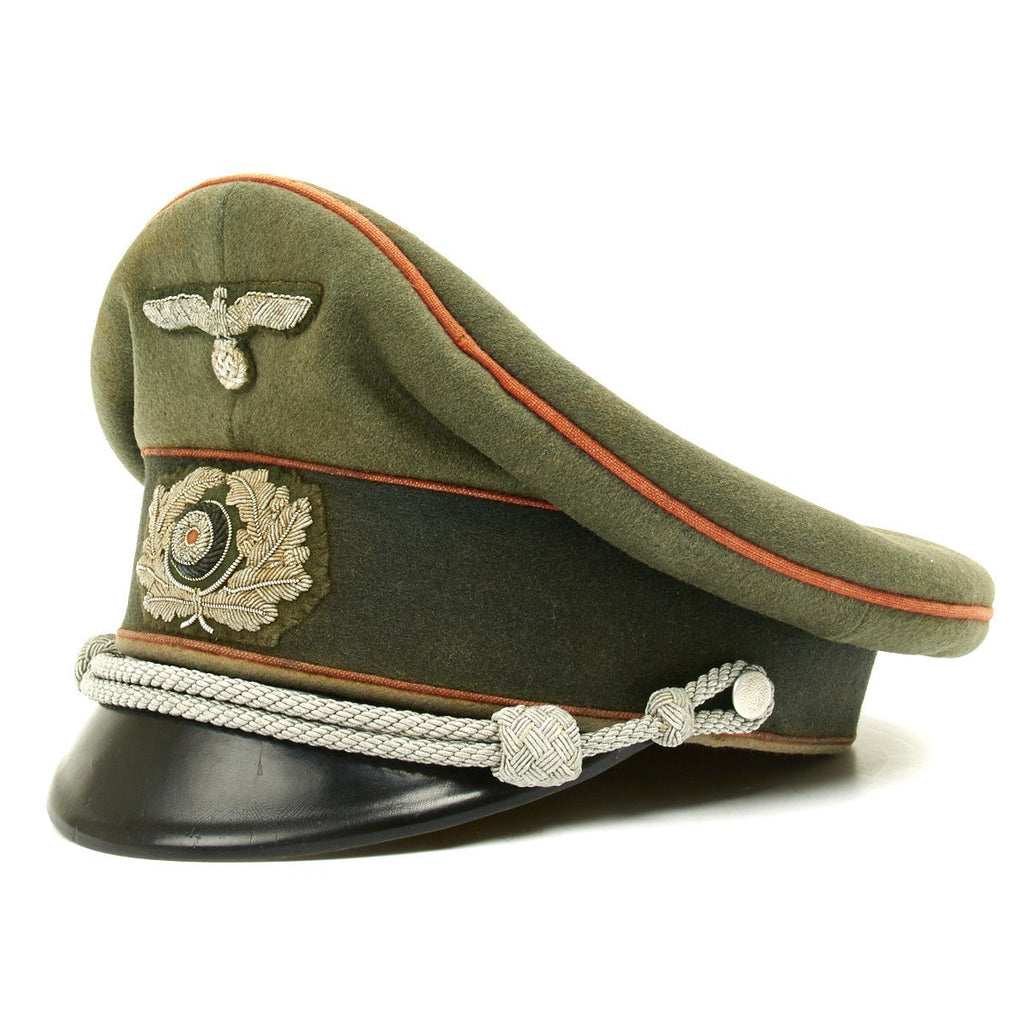 Original German WWII Heer Feldgendarmerie or Recruiting Officer Peak Visor Cap by EREL (Double Marked) Original Items