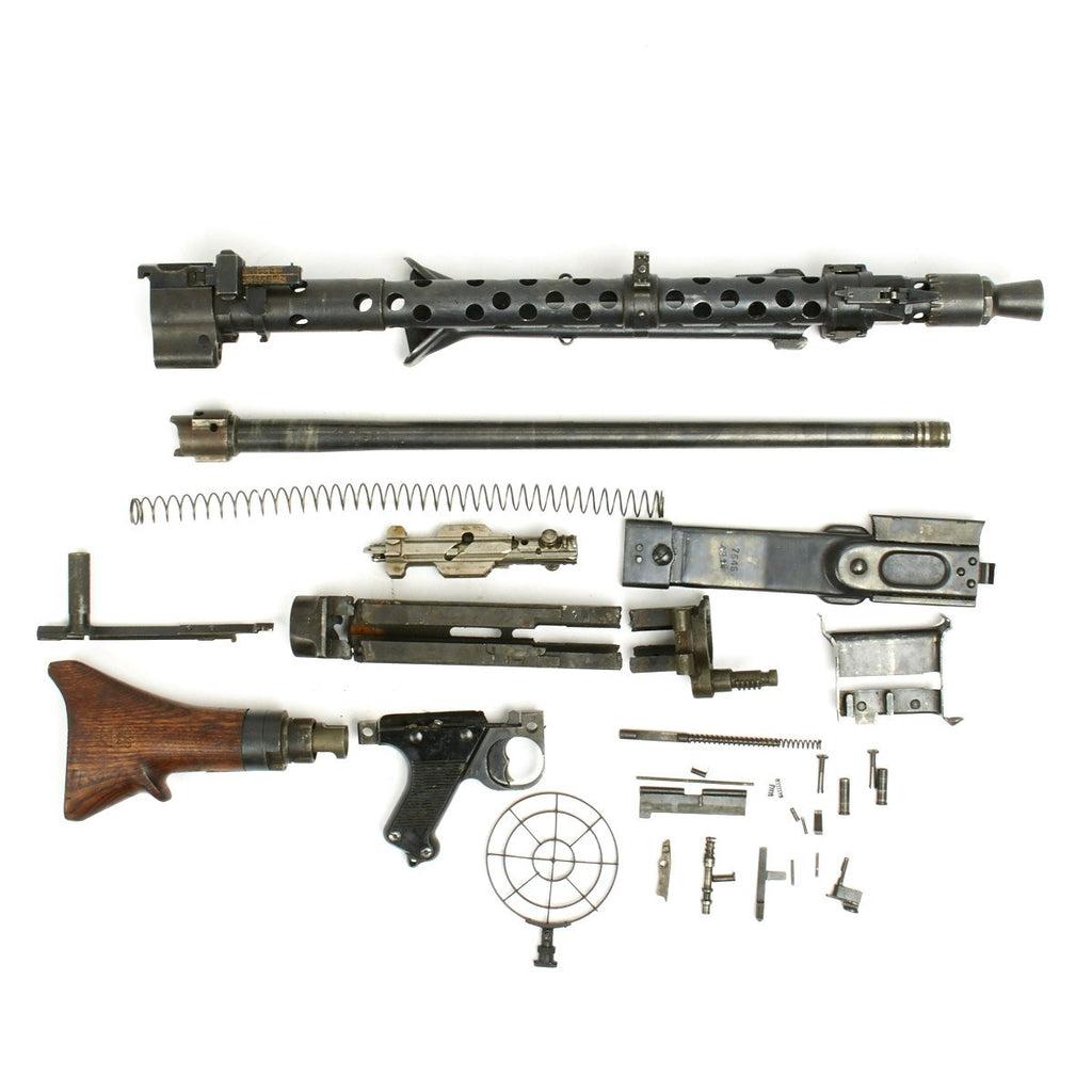Original German WWII MG 34 Machine Gun Parts Set with Demilled Receiver - marked dot 1944 Original Items