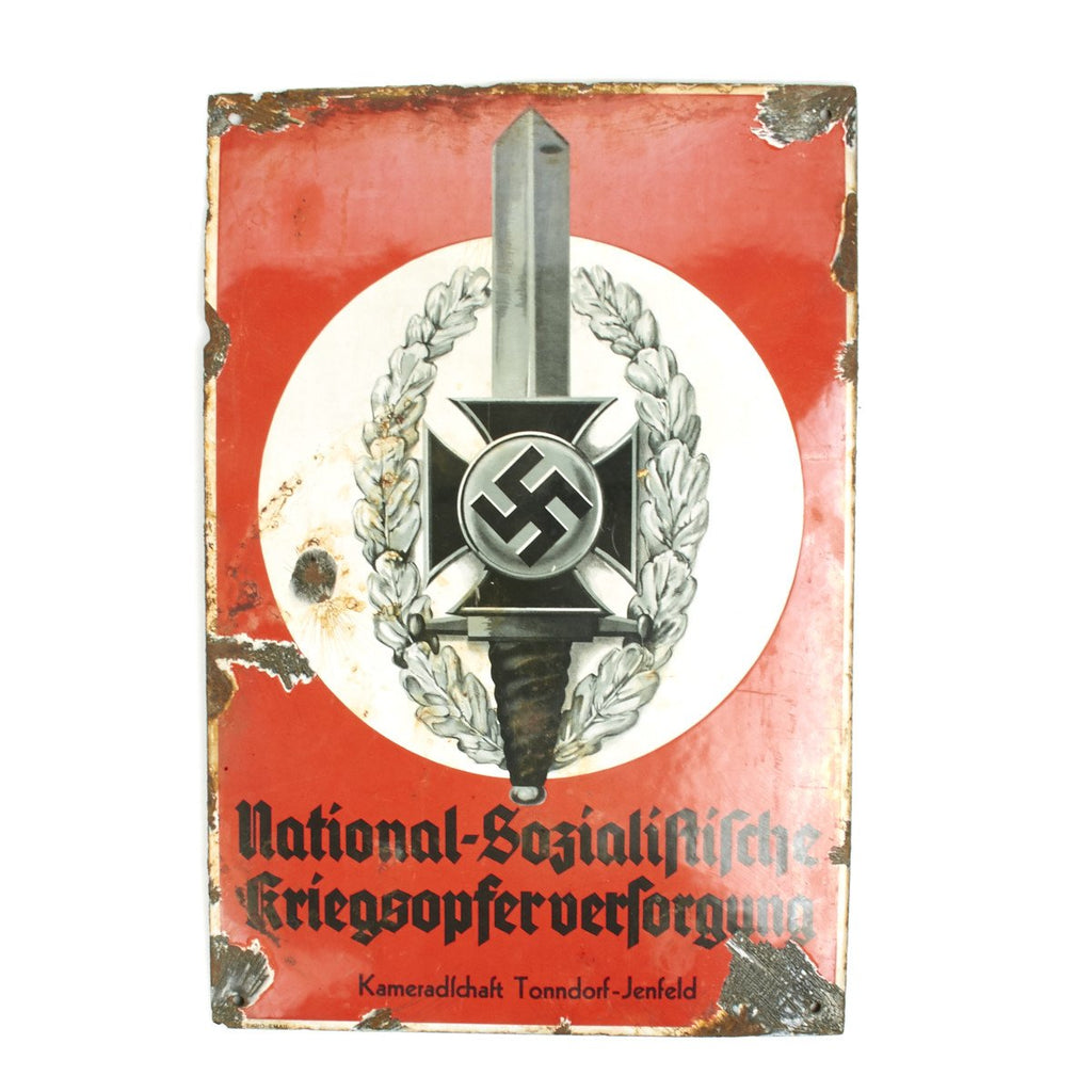 Original German WWII NSKOV Enamel Sign Deutschen Kriegsopferversorgung Original Items