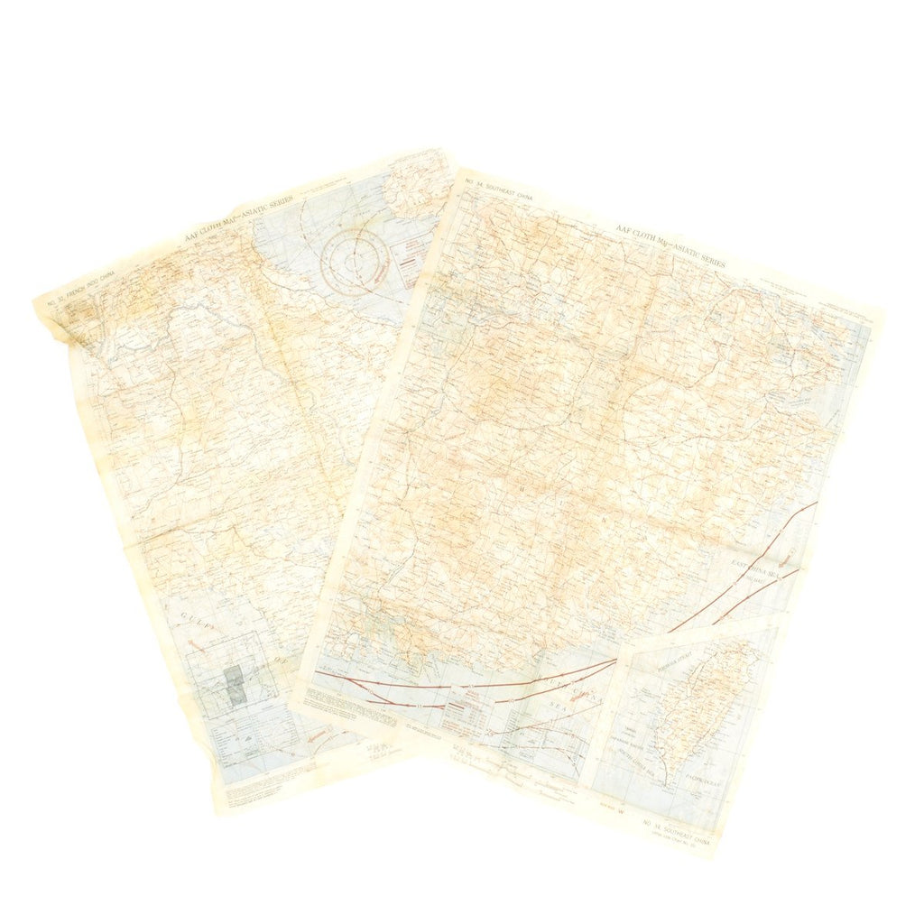 Original U.S. WWII Army Air Force Silk Escape Maps - Asiatic Series No 32-35 - Dated 1943 Original Items