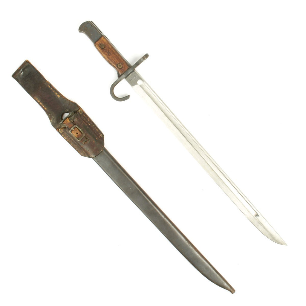 Original Japanese WWII Early Type 30 Hooked Quillon Bayonet with Leather Frog - Arisaka Type 30, 38, 99 Rifles Original Items