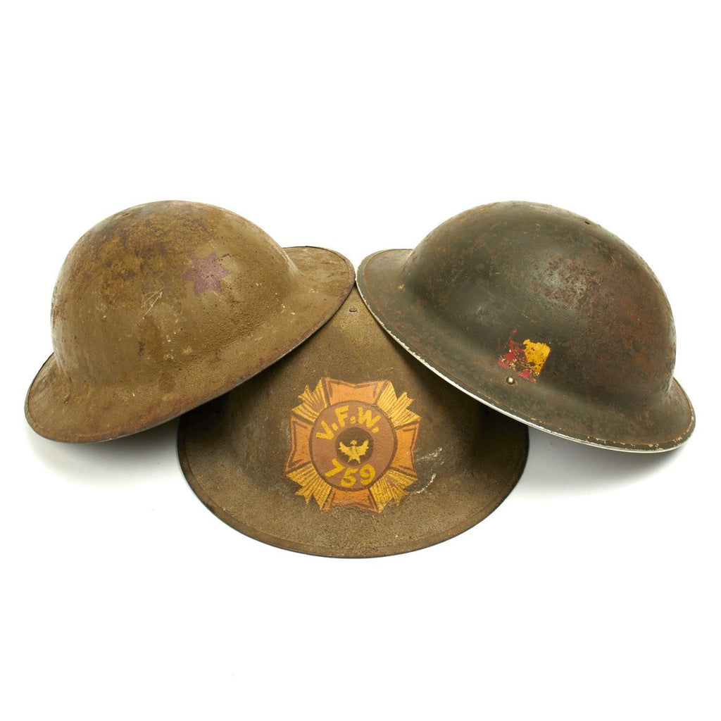 Original U.S. WWI M1917 Doughboy Helmet Collection - Set of 3 Original Items