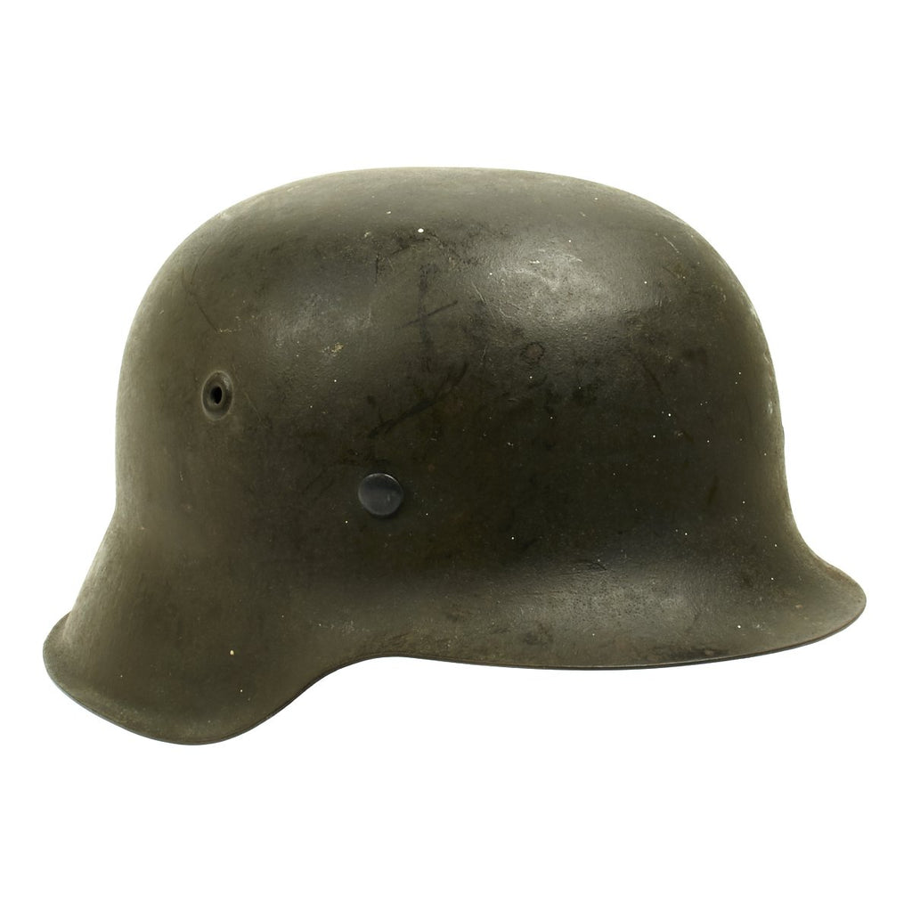 Original German WWII M42 Single Decal Luftwaffe Helmet - Shell Size 68 Original Items