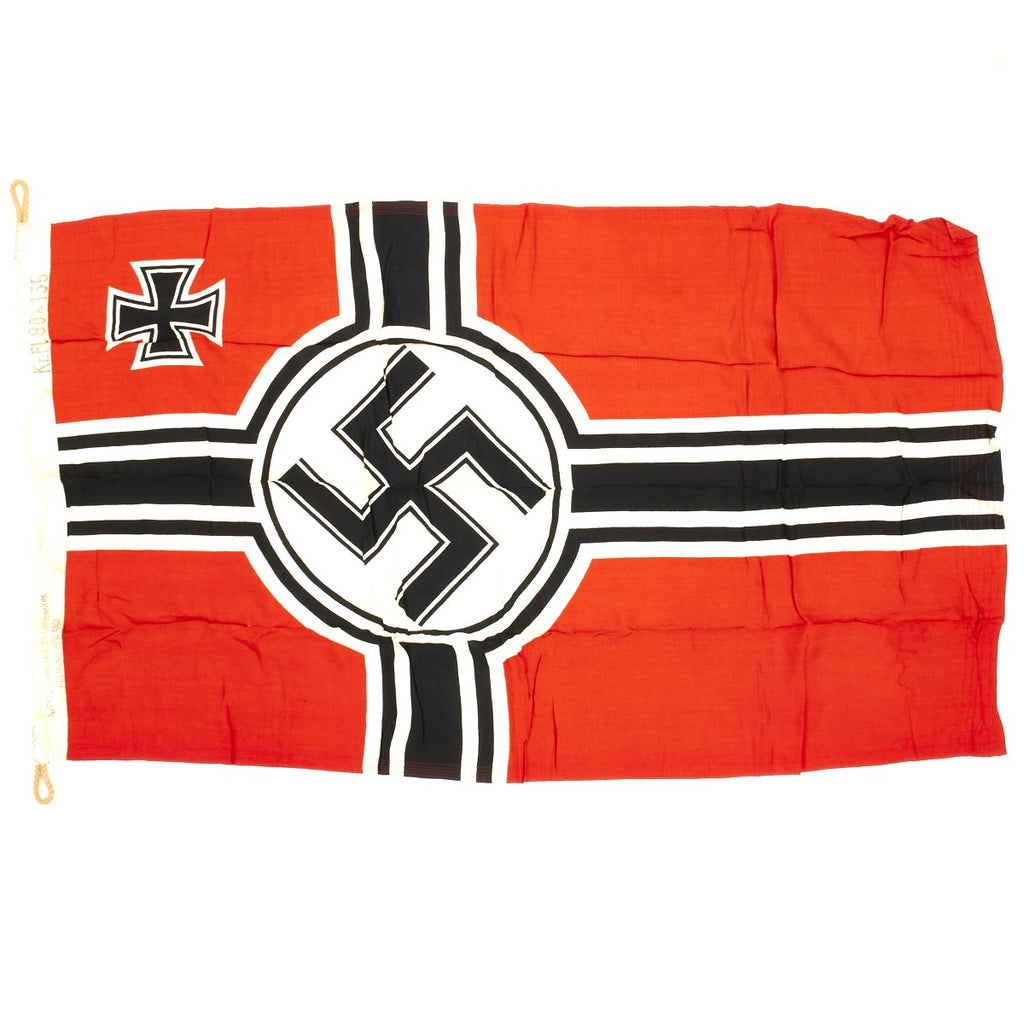 Original German WWII Battle Flag with Wartime Markings 80cm x 135cm Original Items