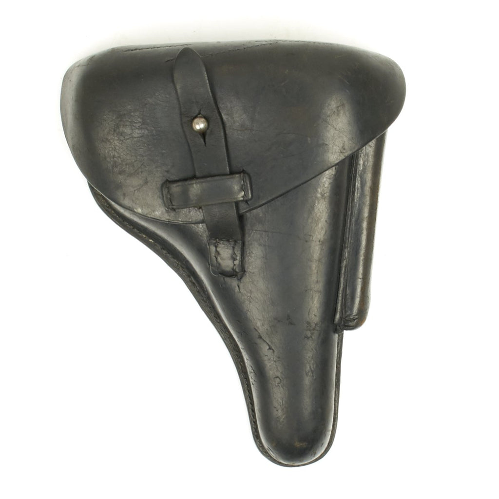 Original German WWII P08 Luger Hardshell Leather Holster by Emile Delacroix of Berlin Original Items