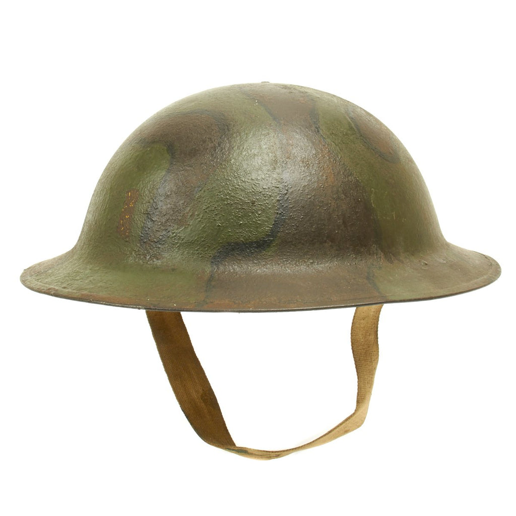 Original U.S. WWI M1917 A.E.F. Doughboy Helmet with Camouflage Paint Original Items