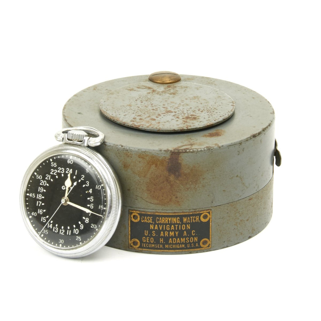 Original WWII USAAF 1943 Hamilton AN5740 G.C.T Navigator Pocket Watch with Case Original Items