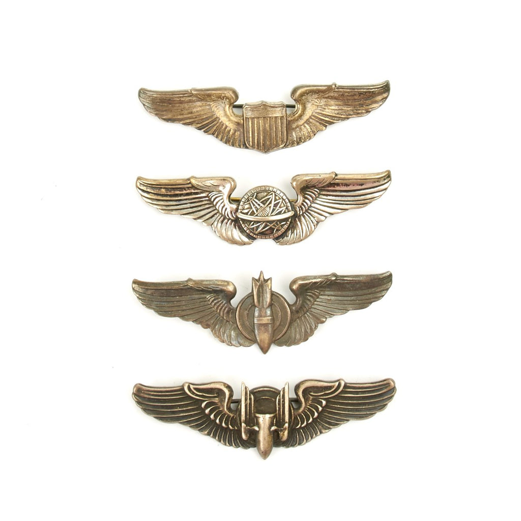 Original U.S. WWII Army Air Force USAAF Aviator Large 3" Wings Set - Sterling Silver Original Items
