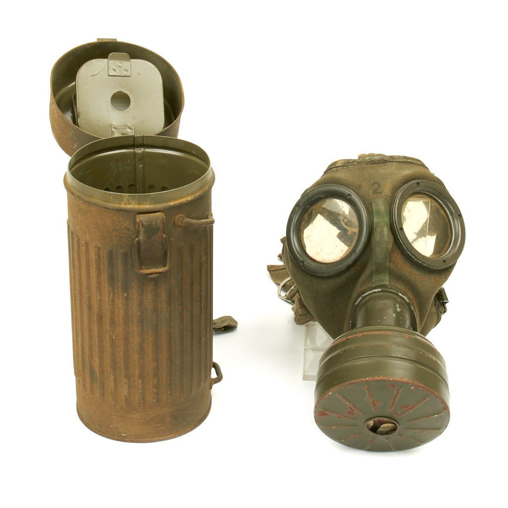 Original German WWII 1940 Luftschutz Gas Mask by Draeger Original Items