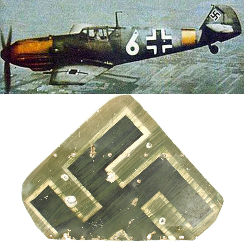 Original German WWII Luftwaffe Messerschmitt Bf 109 Tail Fin Swastika Section - Me 109 Original Items