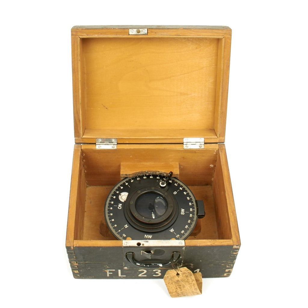 Original German WWII 1939 Luftwaffe Aircraft Navigational Bubble Compass FL 23282 with PS6 Bearing Plate Original Items