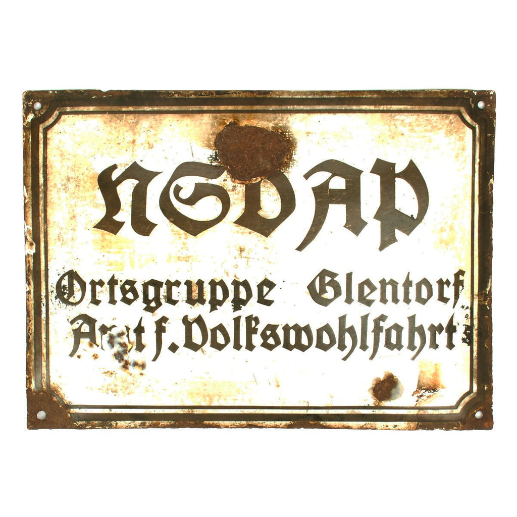 Original German WWII NSDAP Ortsgruppe Glentorf Enamel Sign Original Items