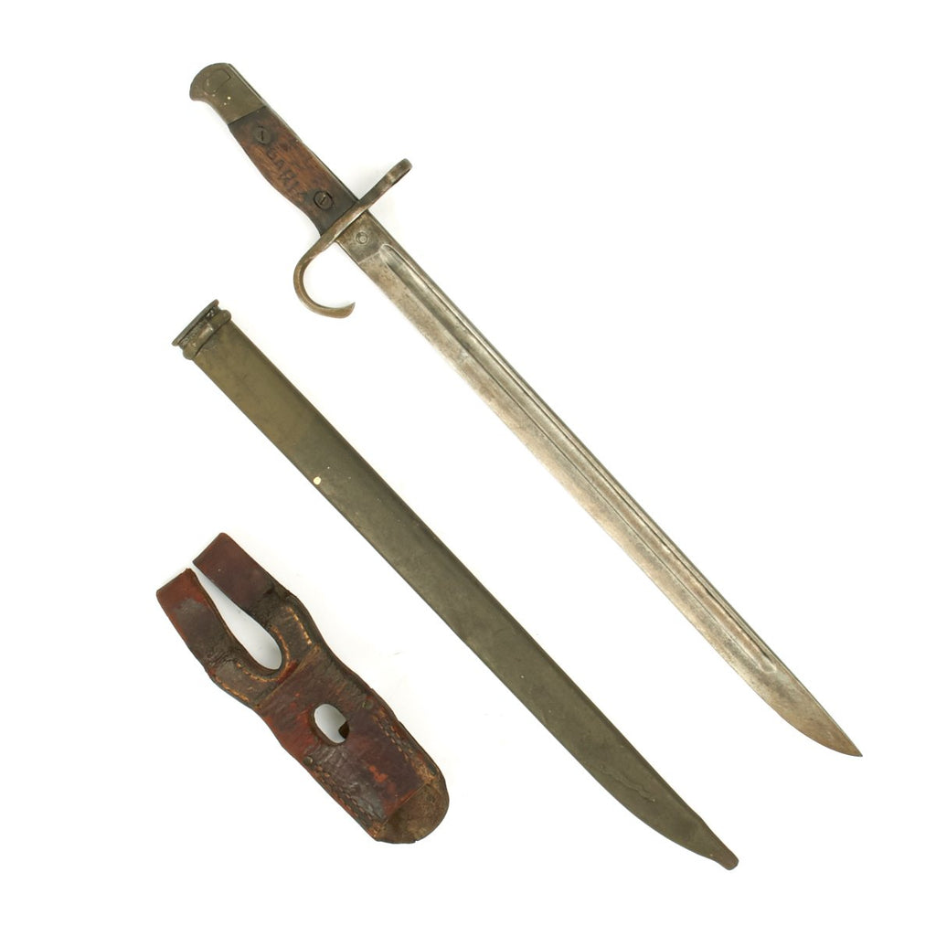 Original Japanese WWII Early Type 30 Hooked Quillon Bayonet with Leather Frog - Named USGI Bring Back Original Items