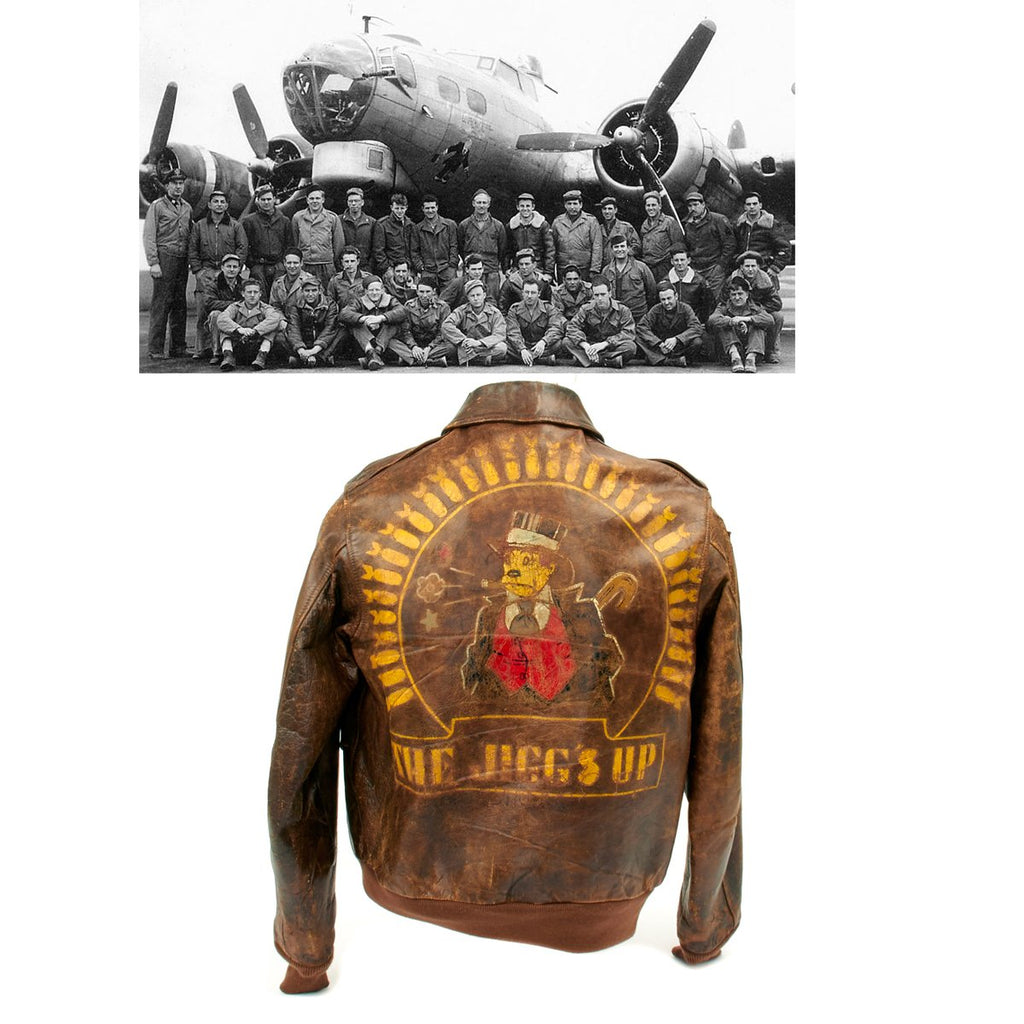 Original U.S. WWII B-17 JIGGS UP Shot Down A2 Leather Flight Jacket Original Items