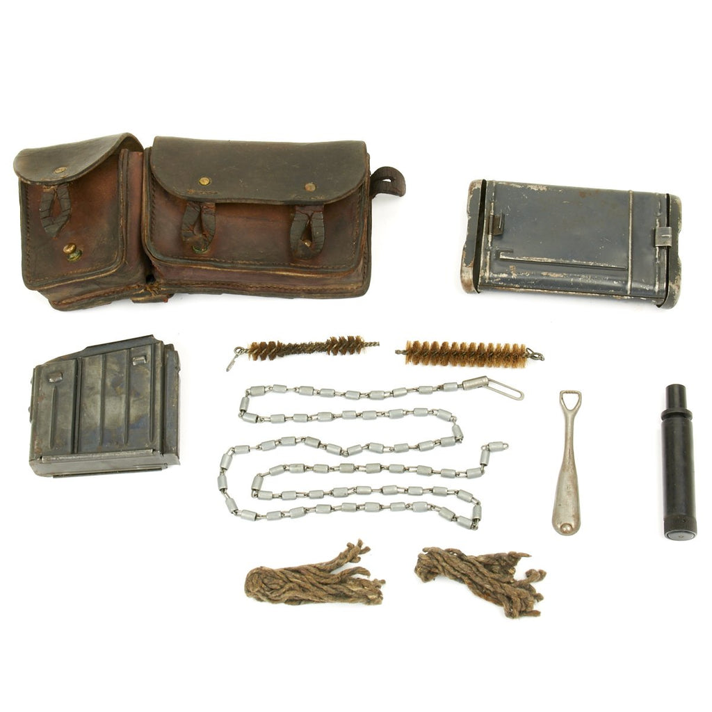 Original German WWII K43 G43 Rifle Magazine and 98K Cleaning Kit with French MAS 36 Pouch Original Items