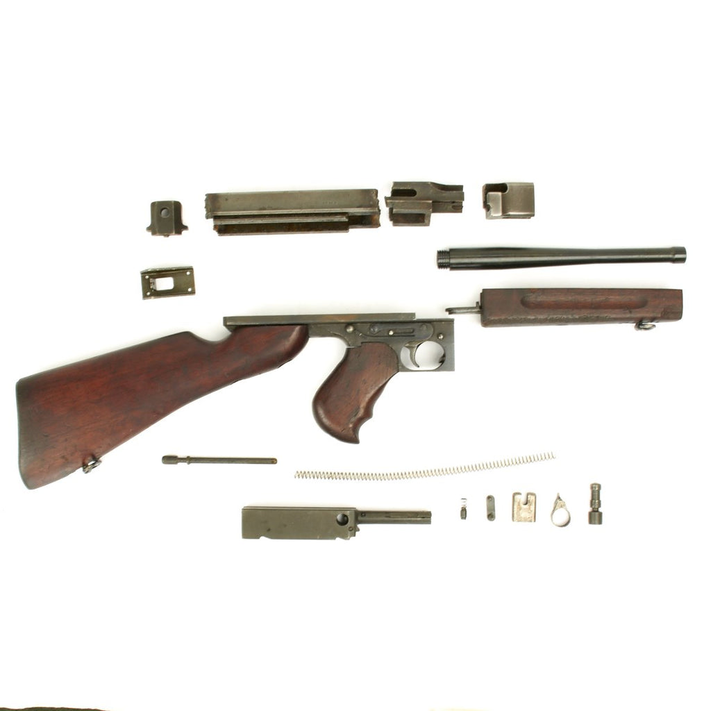 Original U.S. WWII Thompson M1 SMG Parts Set with Barrel and Demilled Receiver Original Items