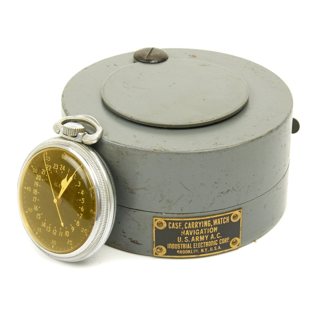 Original WWII USAAF 1942 Hamilton AN5740 G.C.T Navigator Pocket Watch with Steel Case Original Items