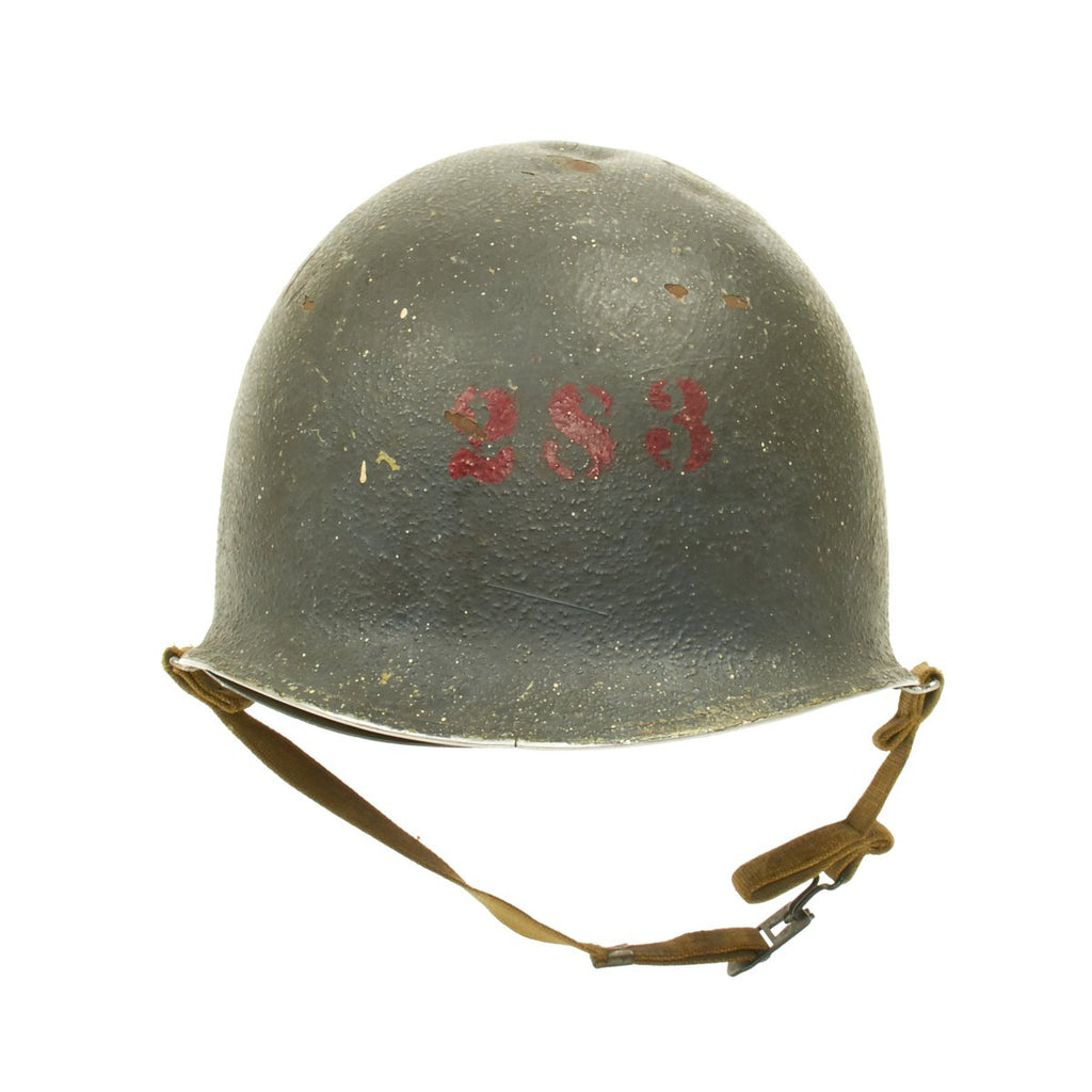 Original U.S. WWII USN D-Day USS LST-283 Tank Landing Ship M1 Helmet Original Items