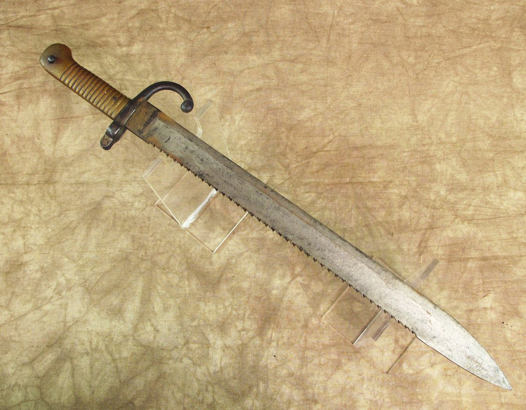 Original Belgian M-1866 Brass Hilt Sawback Pioneer Bayonet dated 1877 Original Items