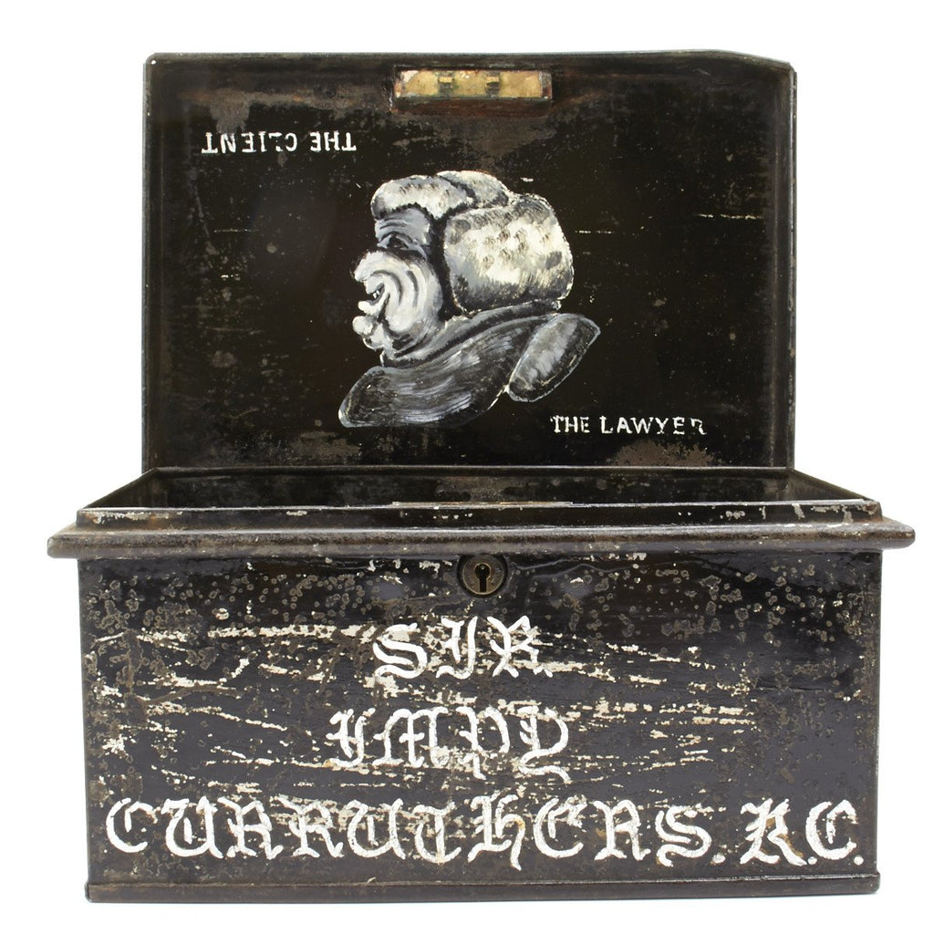 Original English Edwardian Era Barrister Inscribed Wig Tin Original Items