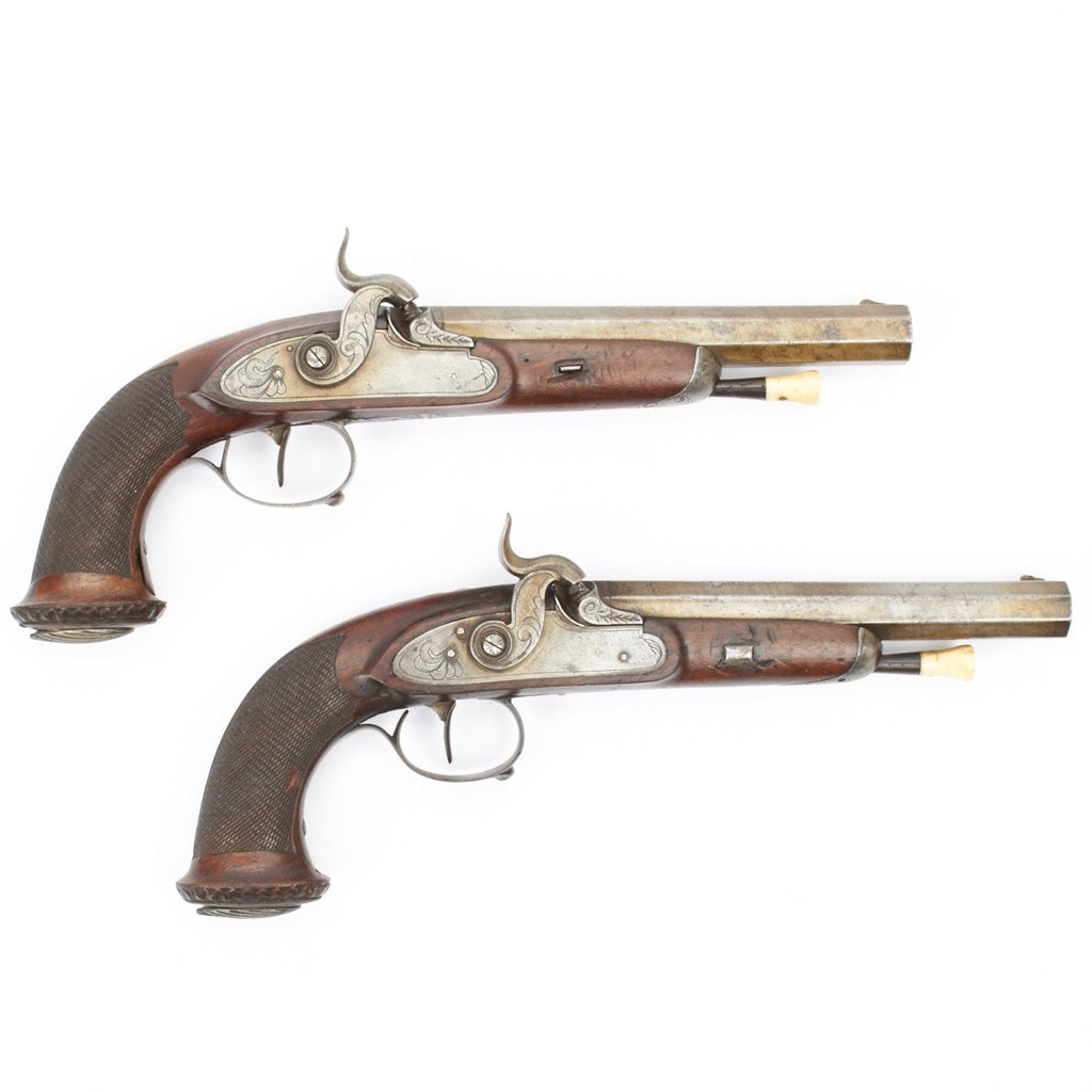 Original Matched Pair of Percussion Officer Pistols- Circa 1842 Original Items