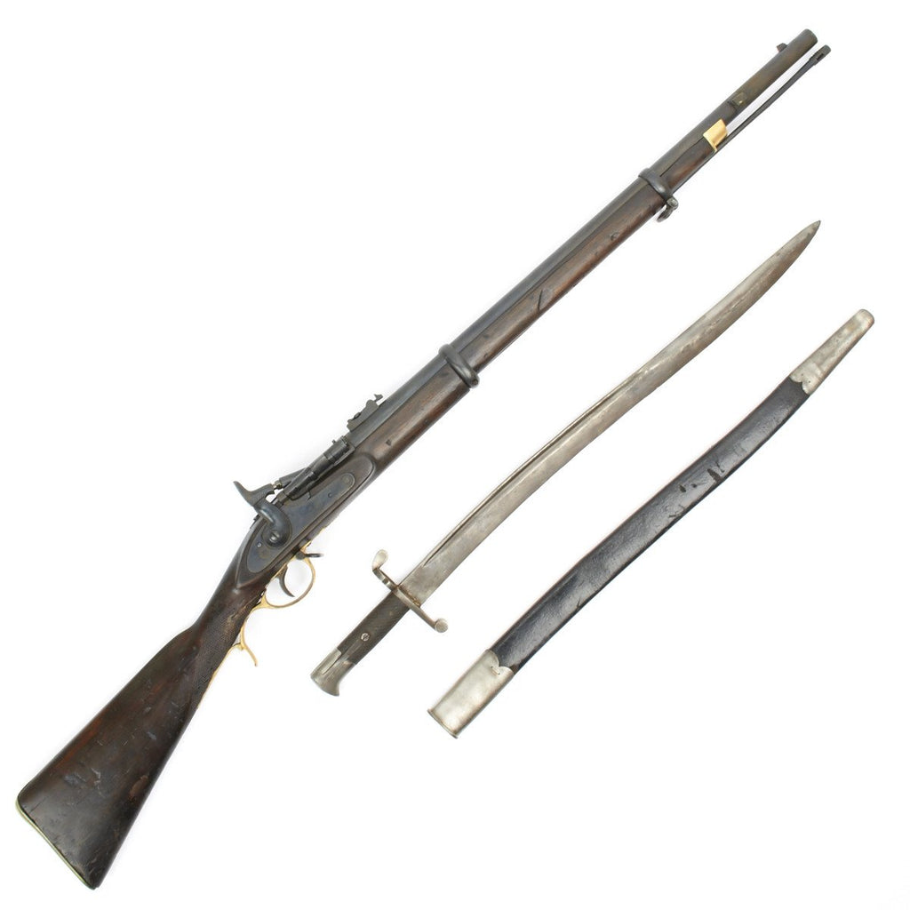 Original British P-1864 Snider type Breech Loading Artillery Carbine and P-56 Saber Bayonet and Scabbard Original Items
