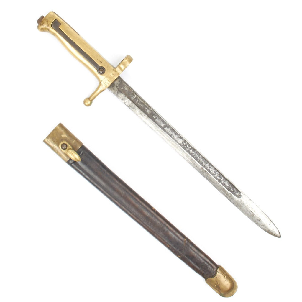 Original WWI Italian 1891 Brass Hilt Vetterli Carcano Ersatz Bayonet with Scabbard Original Items