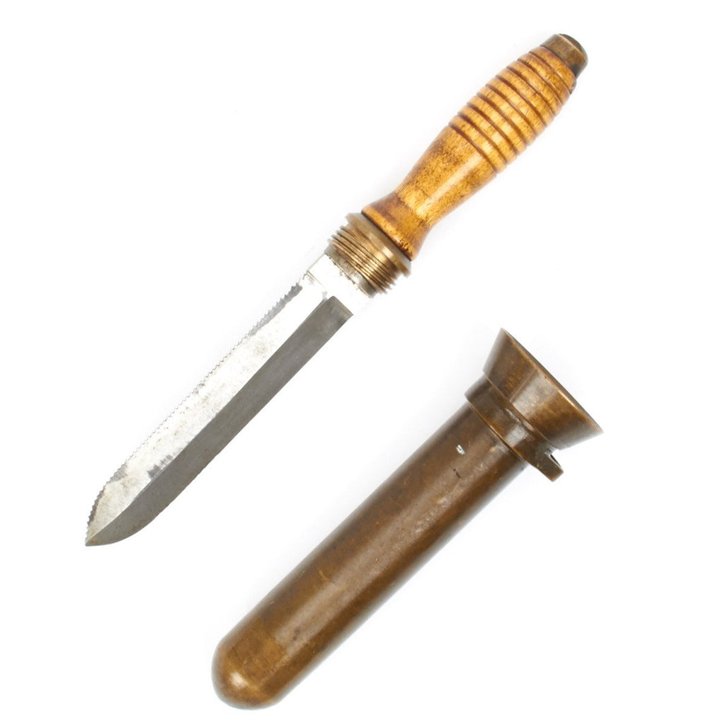 Original U.S. WWII KA-BAR Deep Sea Diving Knife with Brass Scabbard Original Items