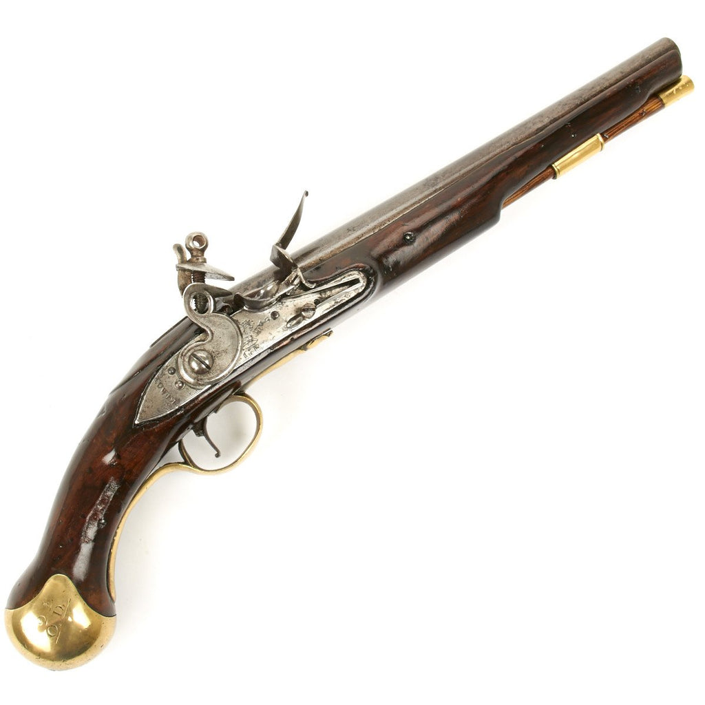 Original British Flintlock Long Sea Service Pistol Marked- H.M.S. Leander- Circa 1790 Original Items