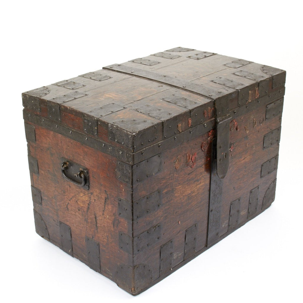 Original British Naval Napoleonic Wars Era Captains Oak Strong Box Chest- Circa 1790 Original Items