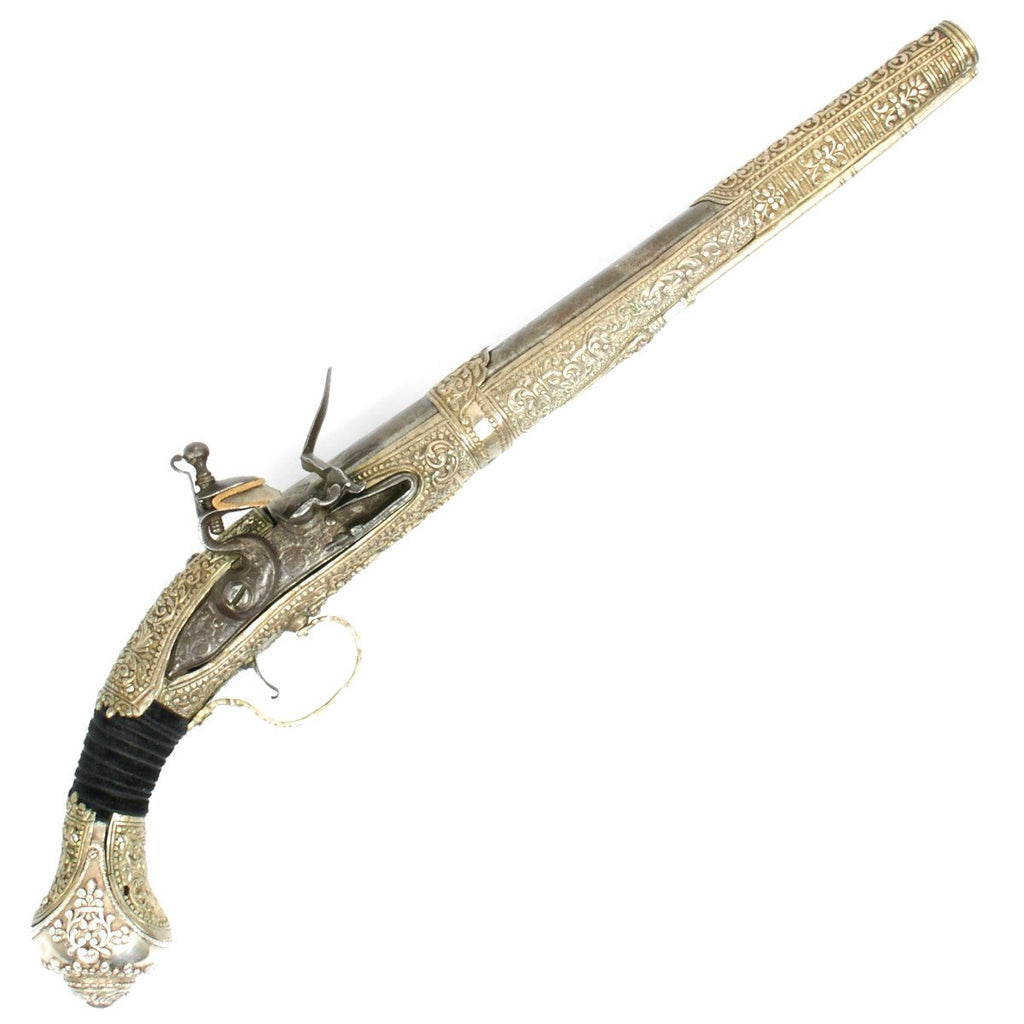 Original Ottoman Empire Silver Encased Flintlock Holster Pistol- Circa 1810 Original Items