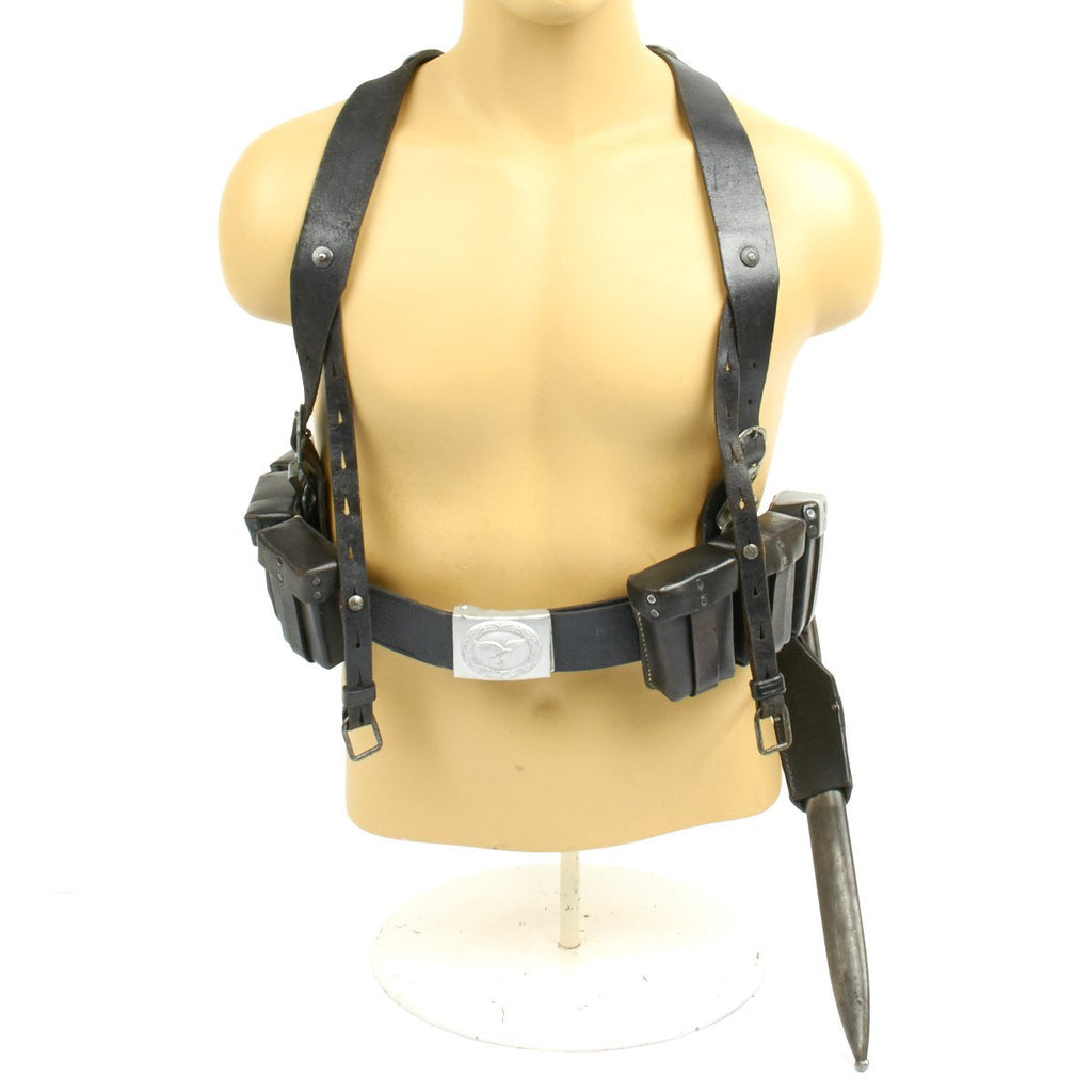 Original German WWII Luftwaffe Infantry Set - Belt, Buckle, 98k Bayonet, Frog, Ammunition Pouches and Y-Straps Original Items