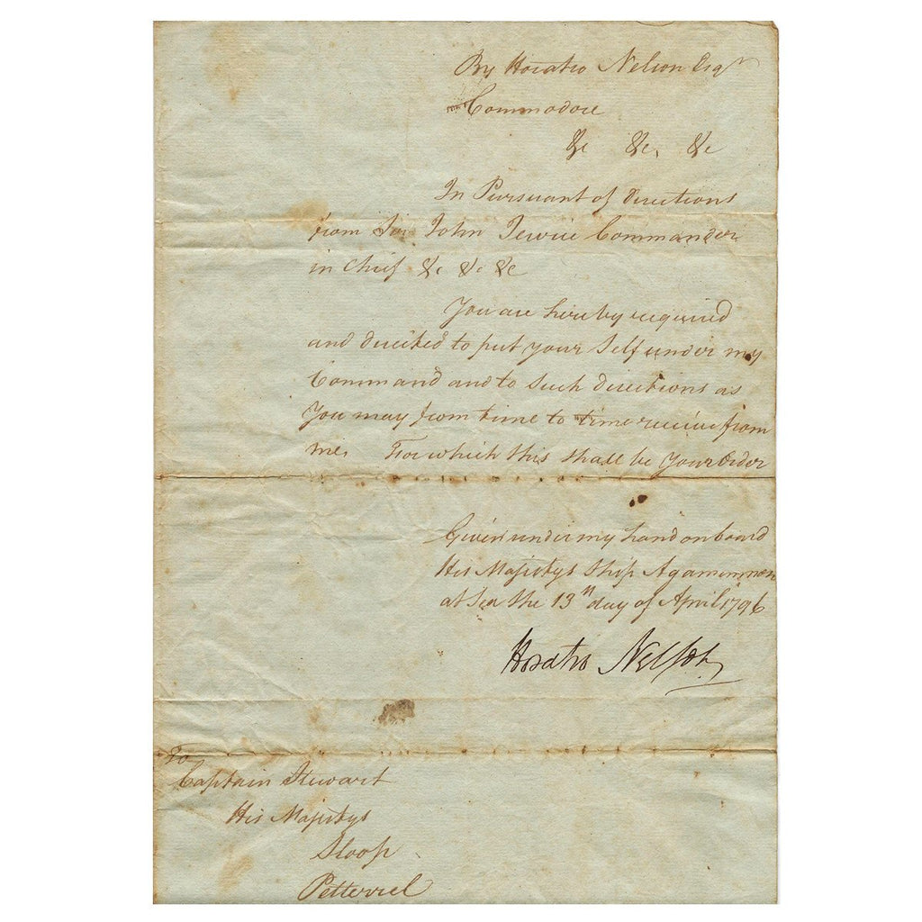Original British Signed Order by Horatio Nelson Dated April 13th, 1796 Original Items